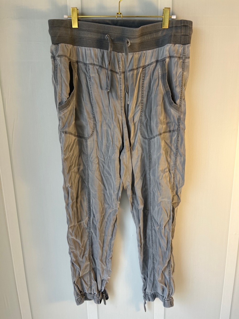 Women's Casual Gray Drawstring Waist Pants Size Large